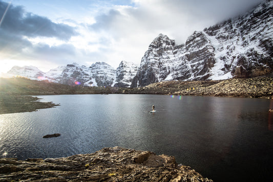 Dreamy mountain paddleboard SUP backcountry canada mountains